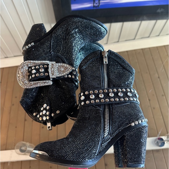 Club Exx Sheriff Shine Cowboy Boots 7 Black - Picture 5 of 13